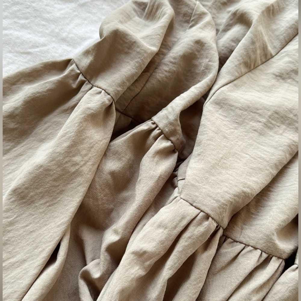ASOS EDITION Full Cami Dress with Tiered Hem and Cut-out Detail in Sand US 2 - Picture 6 of 6